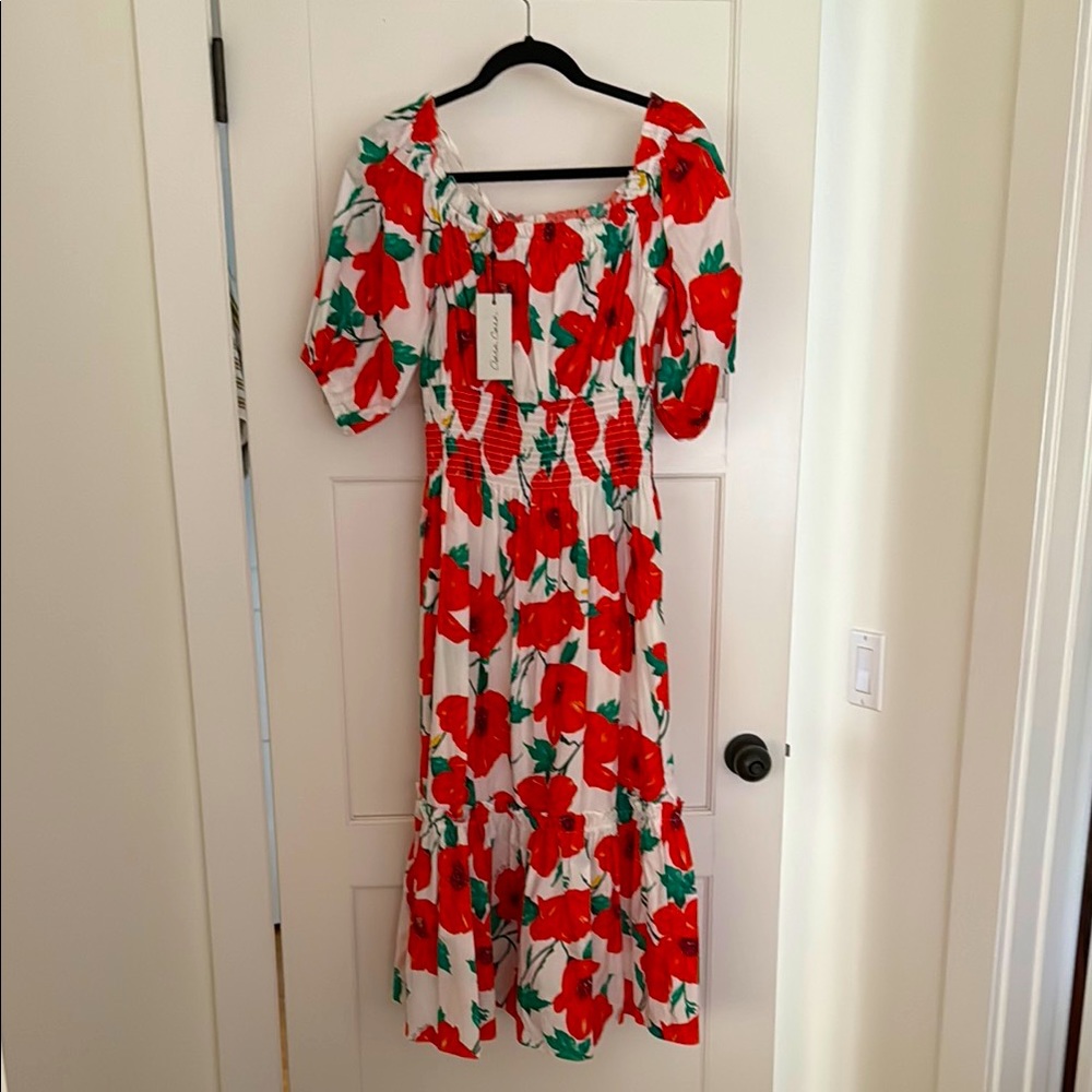 Cara Cara Poppies  Puff Sleeve Sundress